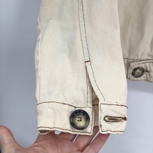 Free People Eisenhower Denim Twill Jacket Casual Boho Ivory Slouchy NWT Size L - Picture 7 of 11